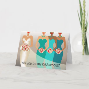 Convite Will you be my Bridesmaid? Bridal Party teal