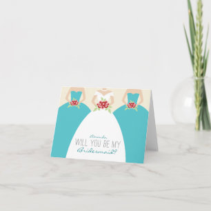 Convite Will You Be My Bridesmaid Card (aqua)