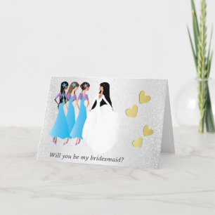 Convite Will you be My Bridesmaid in Blue & Purple