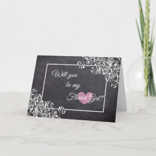 Convite Will you be my Flower Girl Card Chalkboard Style