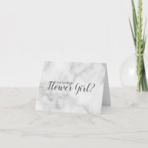 Convite Will You Be My Flower Girl? Elegant Marble Script