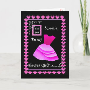 Convite Will You Be My Flower Girl? PINK Dress