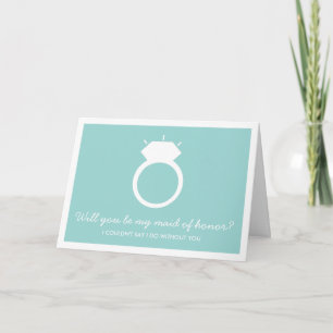 Convite Will You Be My Maid Of Honor? Blue Ring Card