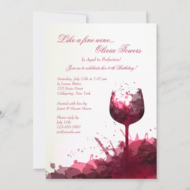 Convite Wine Splash (Frente)