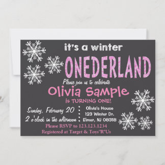 Convite Winter ONEderland. Chalkboard.