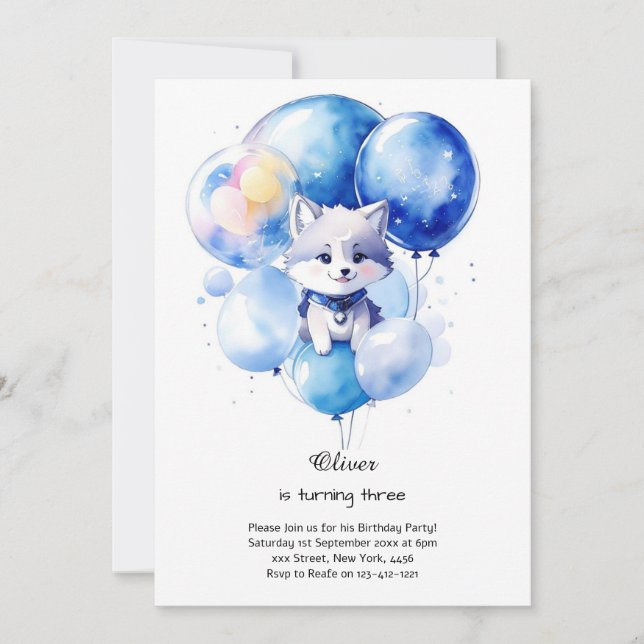 Convite Wolf Birthday (Frente)