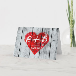 Convite Wood Heart Initials