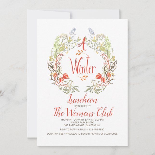 Convite Wreath de inverno (Frente)