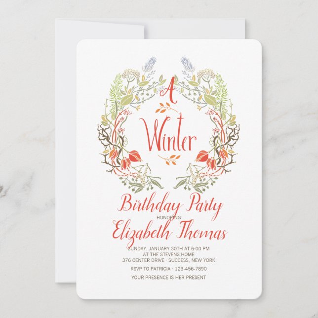 Convite Wreath de inverno (Frente)