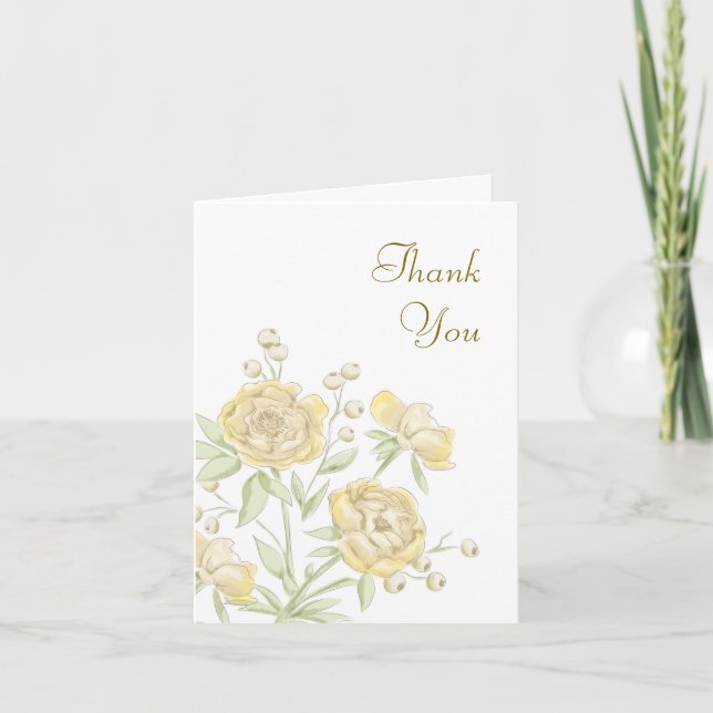 Convite Yellow Rose Wedding Thank You Cards (Frente)