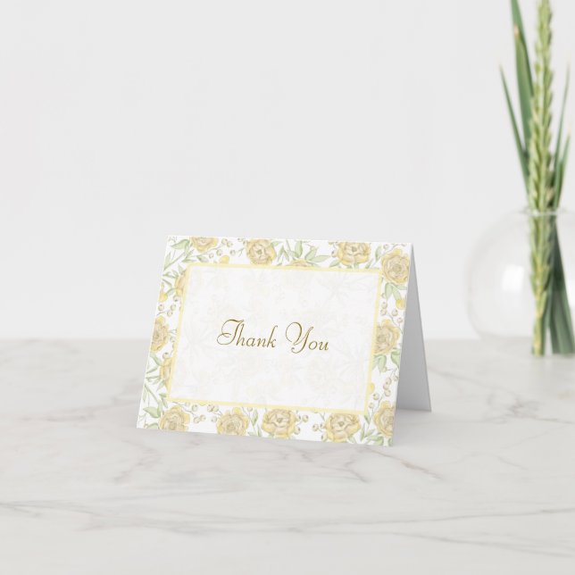 Convite Yellow Rose Wedding Thank You Cards (Frente)