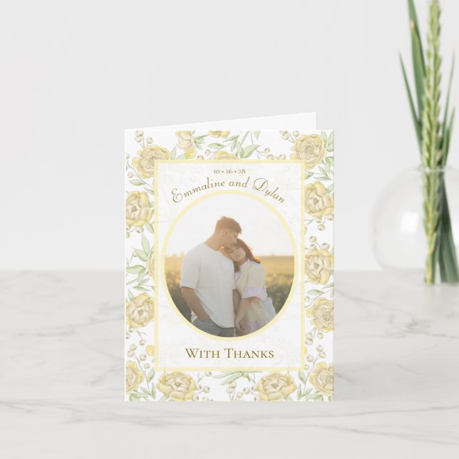 Convite Yellow Rose Wedding Thank You Cards Photo (Frente)
