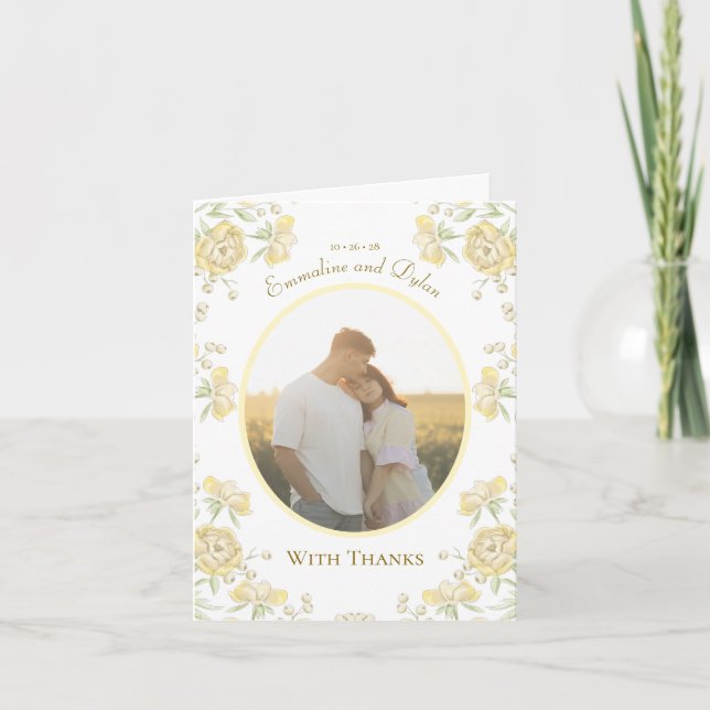 Convite Yellow Rose Wedding Thank You Cards Photo (Frente)