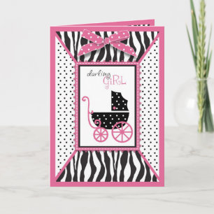Convite Zebra Print & Baby Carriage Baby Shower