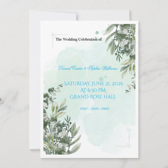 ConviteModelo de Convite de Casamento Elegante | R (Frente)