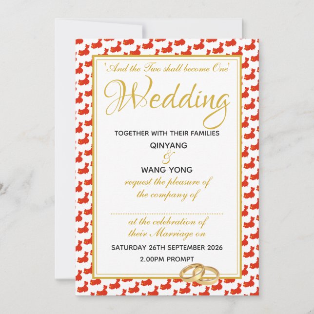 Convites 礼 de Casamento Personalizado 婚 Escritura Cristã CH (Frente)