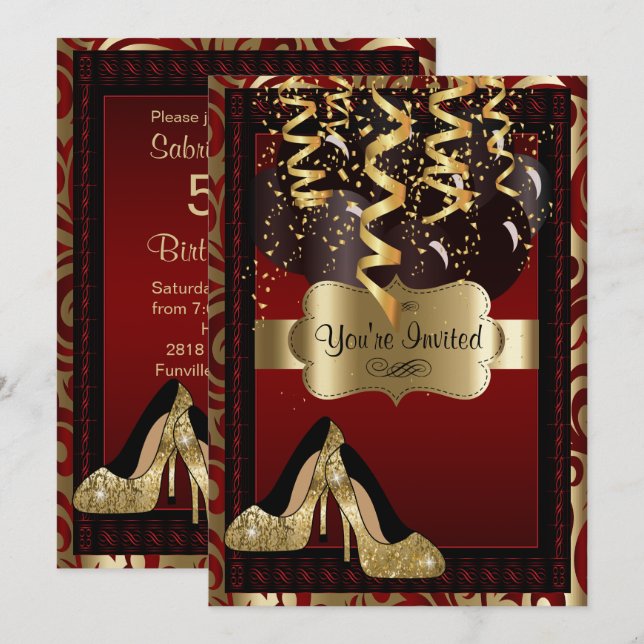 Convites 00ª Festa de aniversário | Leopardo Dourado de sal (Frente/Verso)