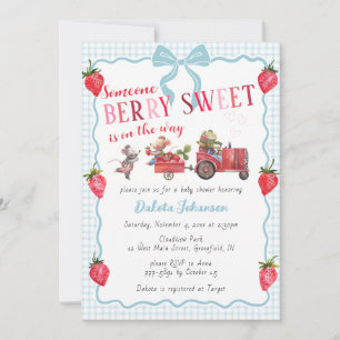 Convites 001 Ginga Azul Celeste Berry Sweet Farm Chá de Beb