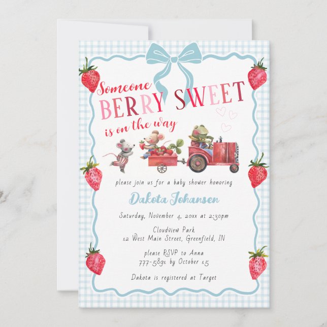 Convites 001 Ginga Azul Celeste Berry Sweet Farm Chá de Beb (Frente)