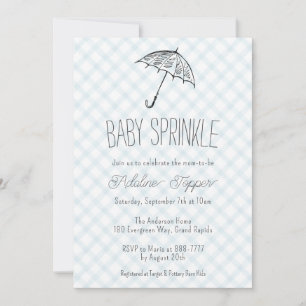 Convites 001 Guarda-chuva Azul Céu Moderno Baby Sprinkle Xa