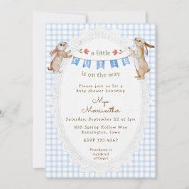 Convites 003 Azul Cobalto Doce Bunny Xadrez Baby Shower
