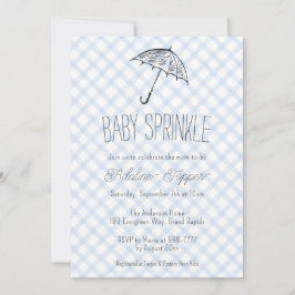 Convites 003 Guarda-chuva Moderno Baby Sprinkle Xadrez