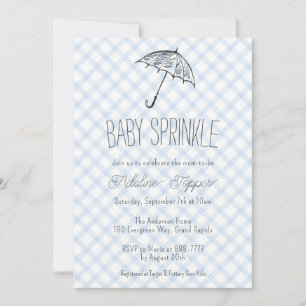 Convites 003 Guarda-chuva Moderno Baby Sprinkle Xadrez