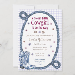 Convites 005 Chuveirinho de Bebê Cowgirl Iris Country