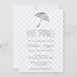Convites 005 Íris Guarda-Chuva Moderno Xadrez Baby Sprinkle