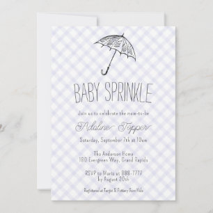 Convites 005 Íris Guarda-Chuva Moderno Xadrez Baby Sprinkle