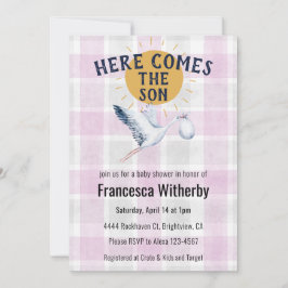 Convites 006 Wine 020 Fog Sun Plaid Stork Baby Shower