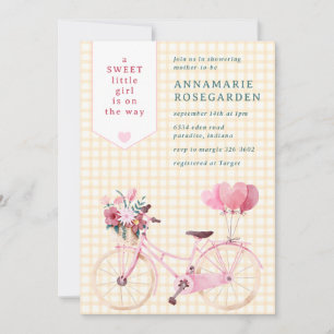 Convites 010 Bicicleta Menina Floral Doce Âmbar Chá de Bebê