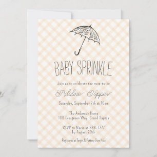 Convites 012 Guarda-chuva Moderno Xadrez Baby Sprinkle Cobr