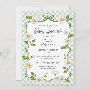 Convites 019 Floral Verde Florido Xadrez Bebê Shower