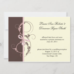 Convites 01 Rosa Marrom Creme Redemoinhos Florais Pós Casam