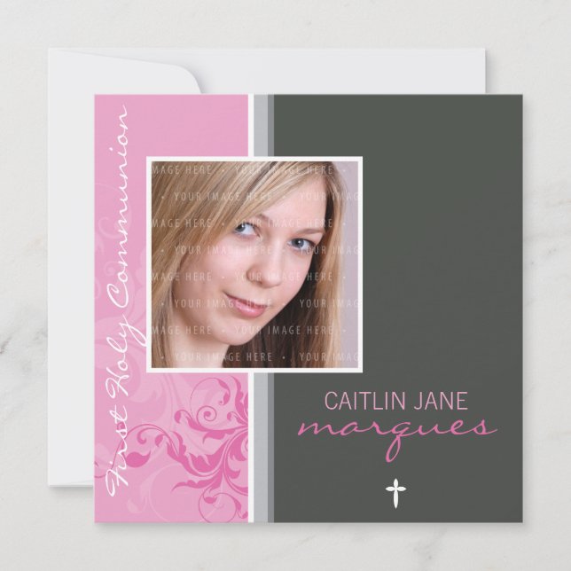 Convites 065 Rosemary:: O PRIMEIRO COMUNHÃO CONVIDA (Frente)