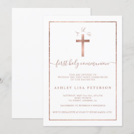 Convites 1ª comuna Elegant rosa gold