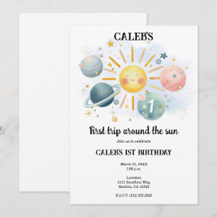 Convites 1ª Viagem ao redor do Sol Pastel Aquarela 1 Festa