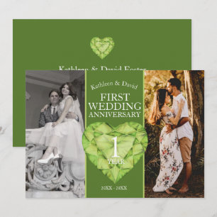 Convites 1º aniversário de casamento com peridoto agora e d