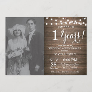 Convites 1º Aniversário de Casamento em Madeira Rústica