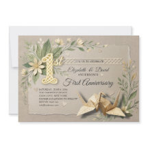 1º Aniversário de Casamento em Papel Corte de Grou