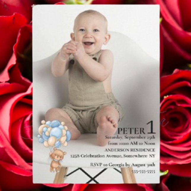 Convites 1º Aniversário do Menino (Celebrate your baby boy’s 1st birthday with a heartfelt invitation.)