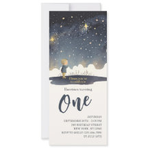 1º Aniversário Estrelas Celestiais Aquarela Menino