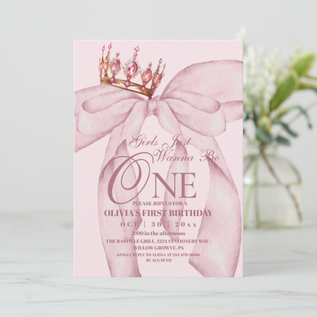 Convites 1º Meninas do Laço Rosa Só Querem Ser Uma de Anive (Em pé/Frente)