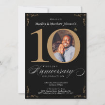 10º Aniversário de Casamento Caligrafia Preta Dour