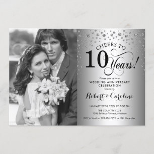 Convites 10º Aniversário de Casamento com Foto - Prata