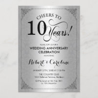 10º Aniversário de Casamento - Damasco Preto Prata