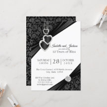 10º Aniversário do Coração Negro Onyx Design Convi