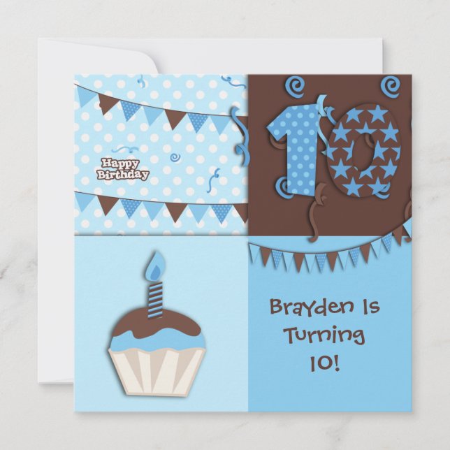 Convites 10º aniversário : Rapaz:Convite (Frente)