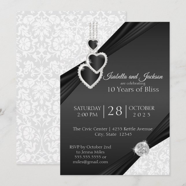 Convites 10º Design de Aniversário da Onyx (Frente/Verso)